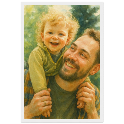 Personalized Portrait for Father – Framed Print - Masterpiece Print