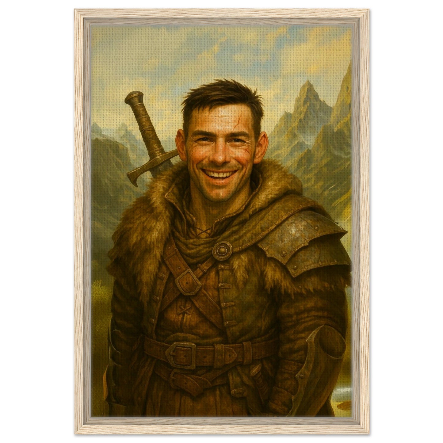 Personalized Portrait for Him – Framed Canvas - Masterpiece Print
