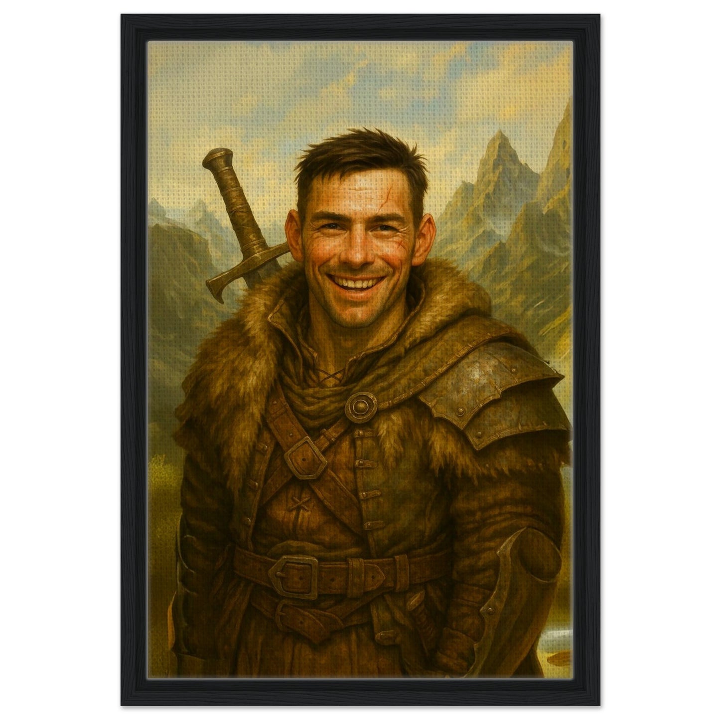 Personalized Portrait for Him – Framed Canvas - Masterpiece Print