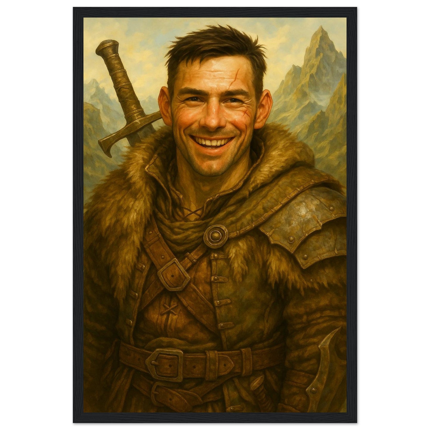 Personalized Portrait for Him – Framed Print - Masterpiece Print