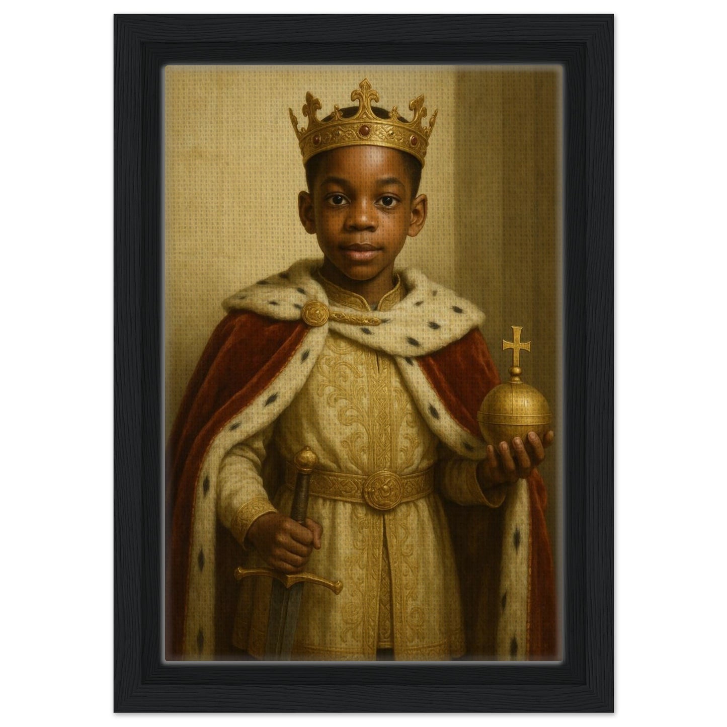 Personalized Royal Man Portrait – Framed Canvas - Masterpiece Print