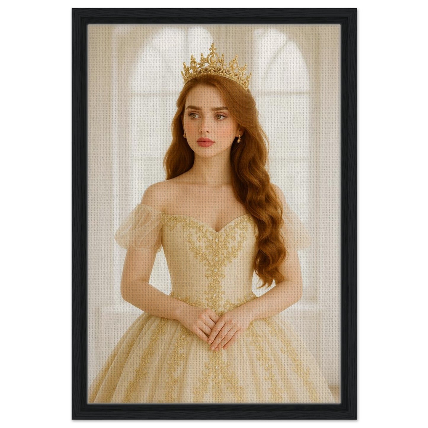 Personalized Royal Woman Portrait – Framed Canvas - Masterpiece Print