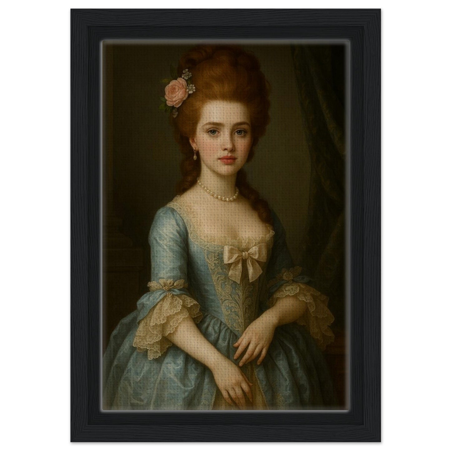 Personalized Royal Woman Portrait – Framed Canvas - Masterpiece Print
