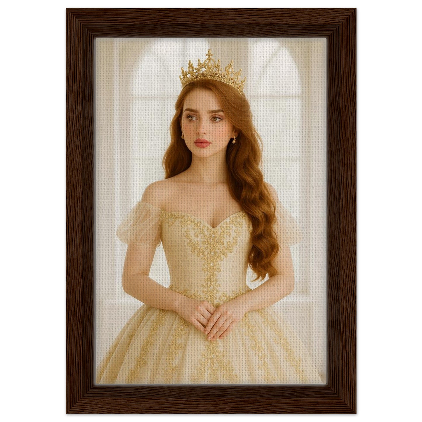 Personalized Royal Woman Portrait – Framed Canvas - Masterpiece Print