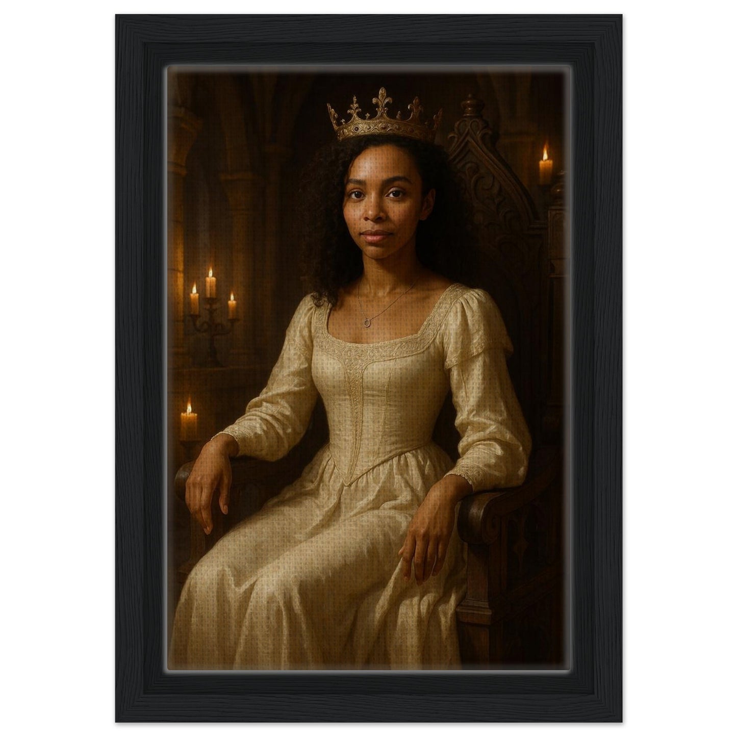Personalized Royal Woman Portrait – Framed Canvas - Masterpiece Print