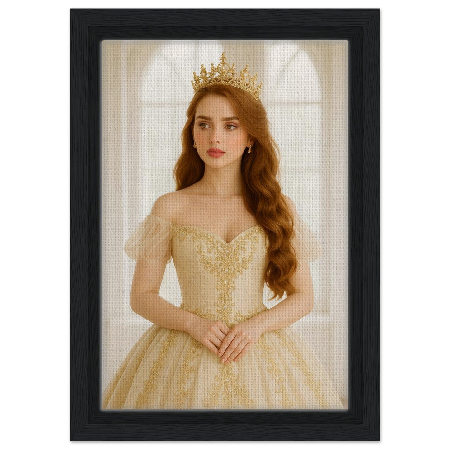 Personalized Royal Woman Portrait – Framed Canvas - Masterpiece Print