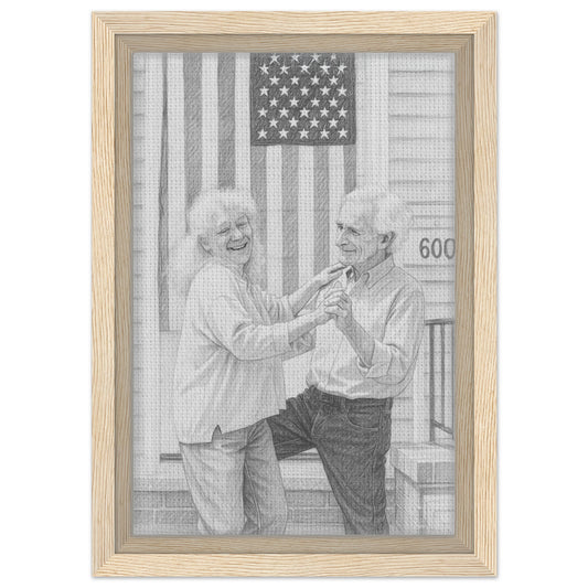 Personalized Sketch Portrait – Framed Canvas - Masterpiece Print