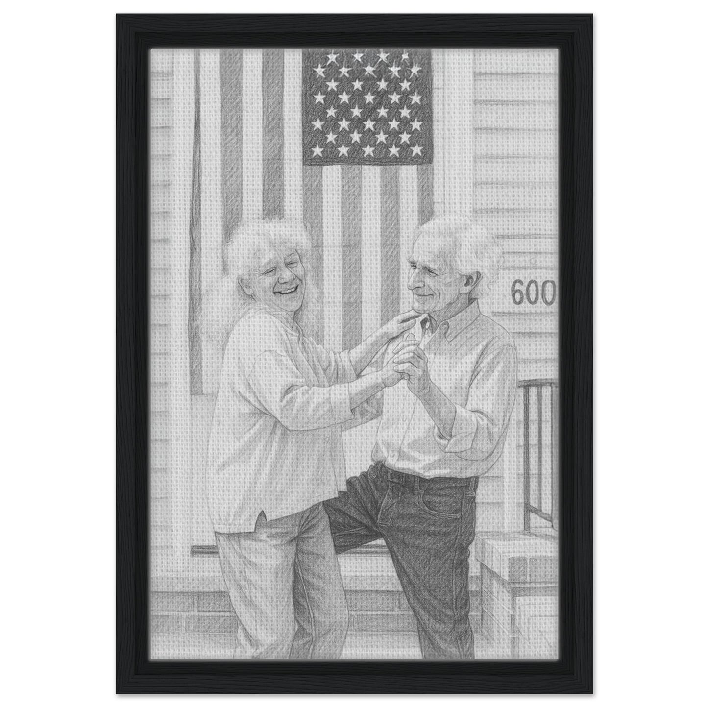 Personalized Sketch Portrait – Framed Canvas - Masterpiece Print