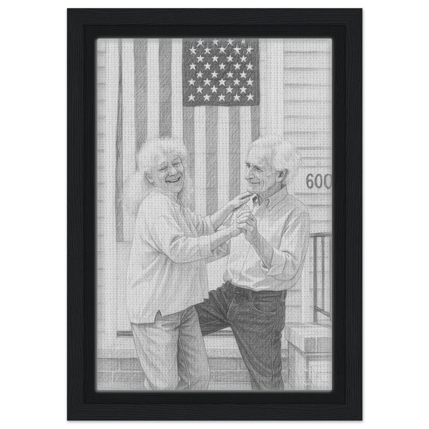 Personalized Sketch Portrait – Framed Canvas - Masterpiece Print