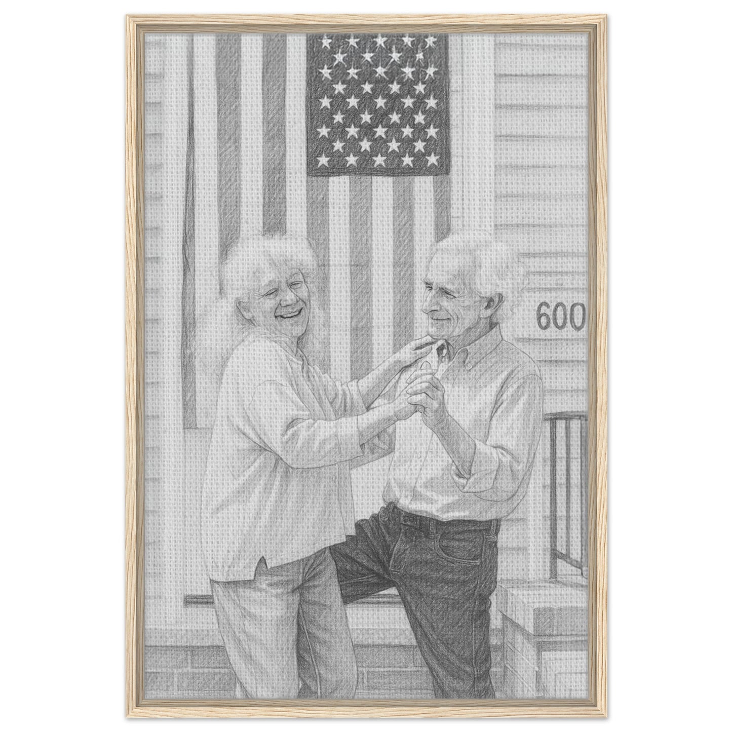 Personalized Sketch Portrait – Framed Canvas - Masterpiece Print