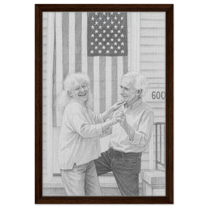 Personalized Sketch Portrait – Framed Canvas - Masterpiece Print