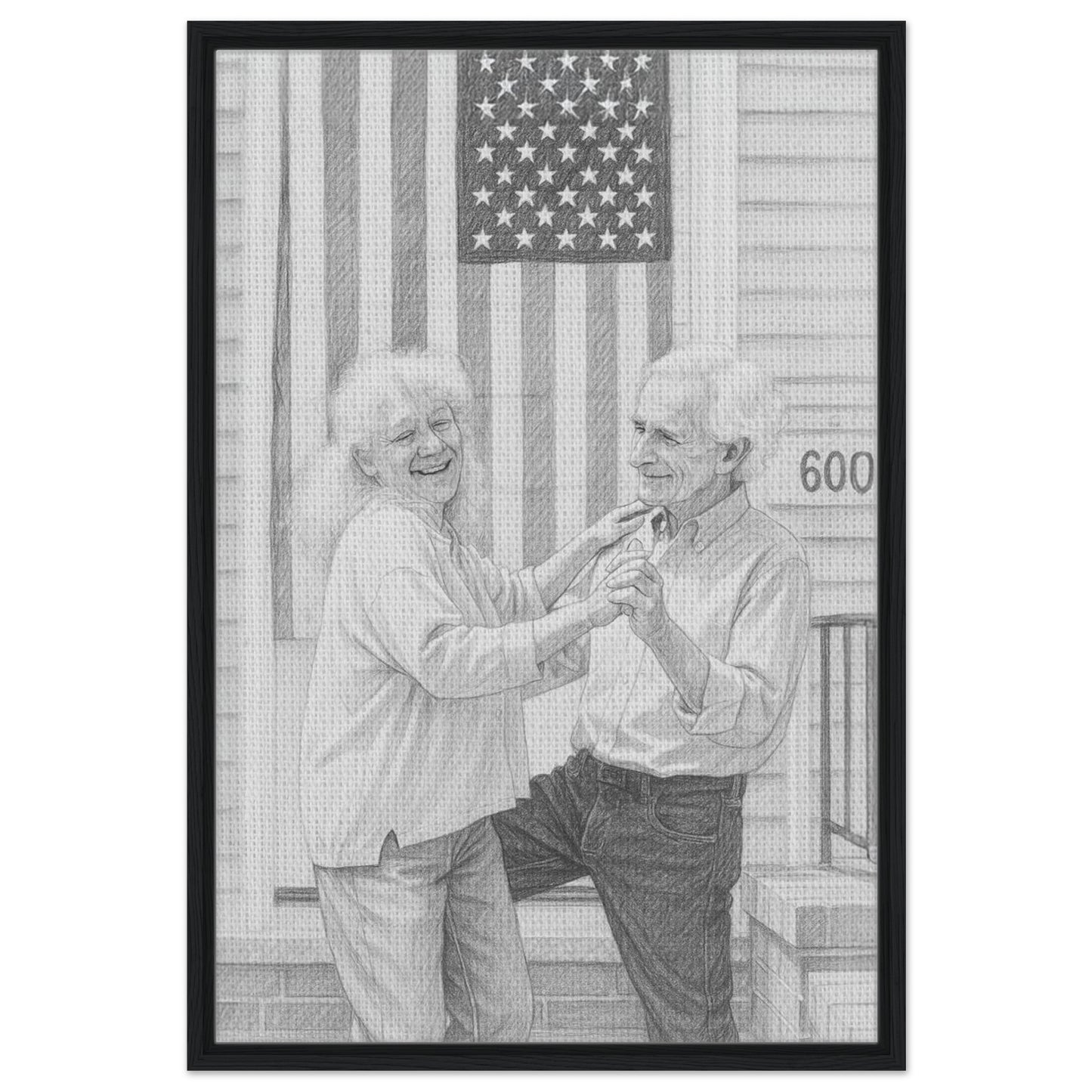 Personalized Sketch Portrait – Framed Canvas - Masterpiece Print