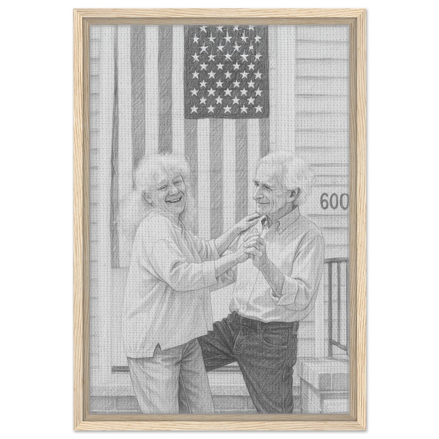 Personalized Sketch Portrait – Framed Canvas - Masterpiece Print