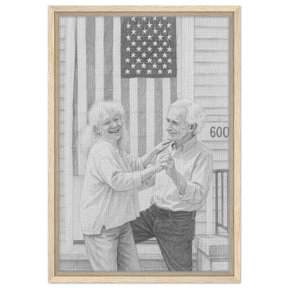 Personalized Sketch Portrait – Framed Canvas - Masterpiece Print