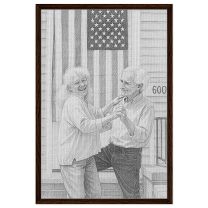 Personalized Sketch Portrait – Framed Canvas - Masterpiece Print