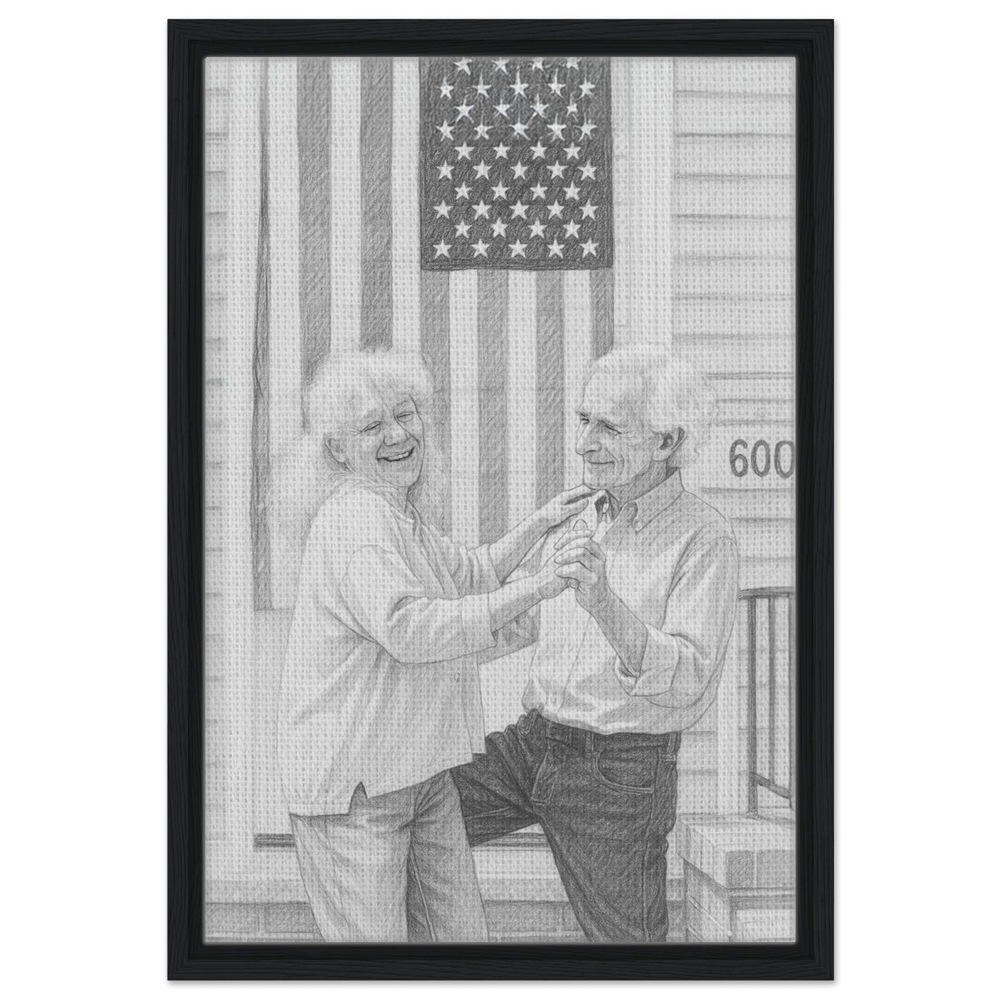 Personalized Sketch Portrait – Framed Canvas - Masterpiece Print