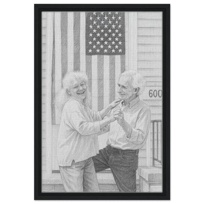 Personalized Sketch Portrait – Framed Canvas - Masterpiece Print