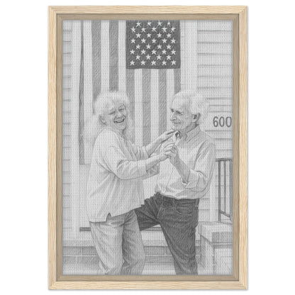 Personalized Sketch Portrait – Framed Canvas - Masterpiece Print