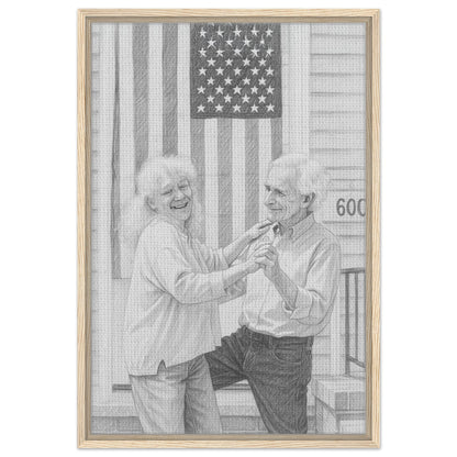 Personalized Sketch Portrait – Framed Canvas - Masterpiece Print