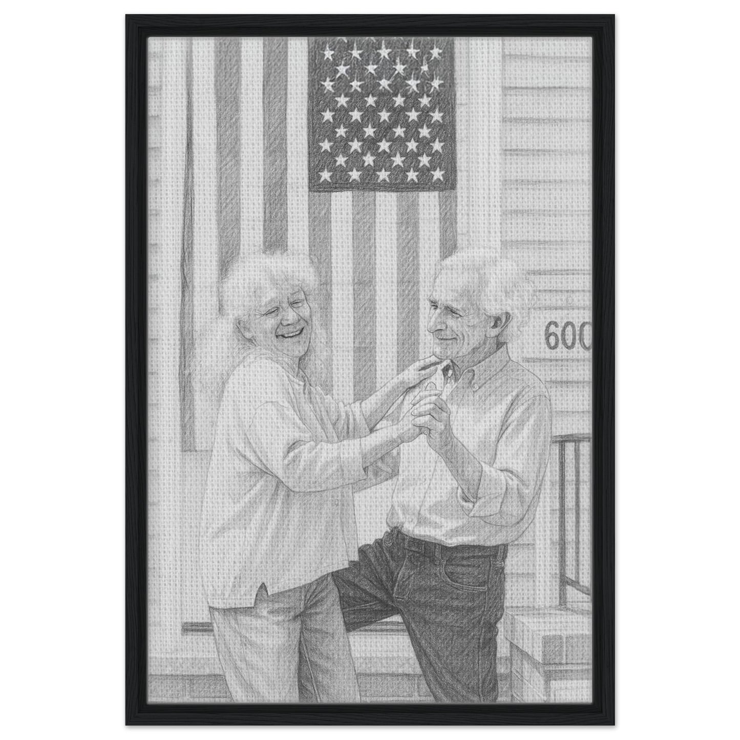 Personalized Sketch Portrait – Framed Canvas - Masterpiece Print