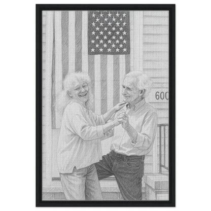 Personalized Sketch Portrait – Framed Canvas - Masterpiece Print