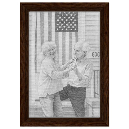 Personalized Sketch Portrait – Framed Canvas - Masterpiece Print