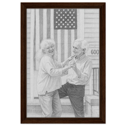 Personalized Sketch Portrait – Framed Canvas - Masterpiece Print