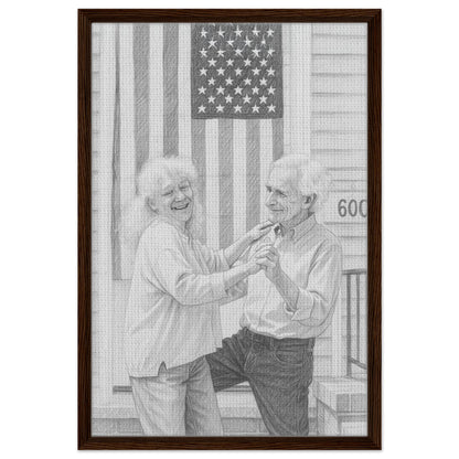 Personalized Sketch Portrait – Framed Canvas - Masterpiece Print