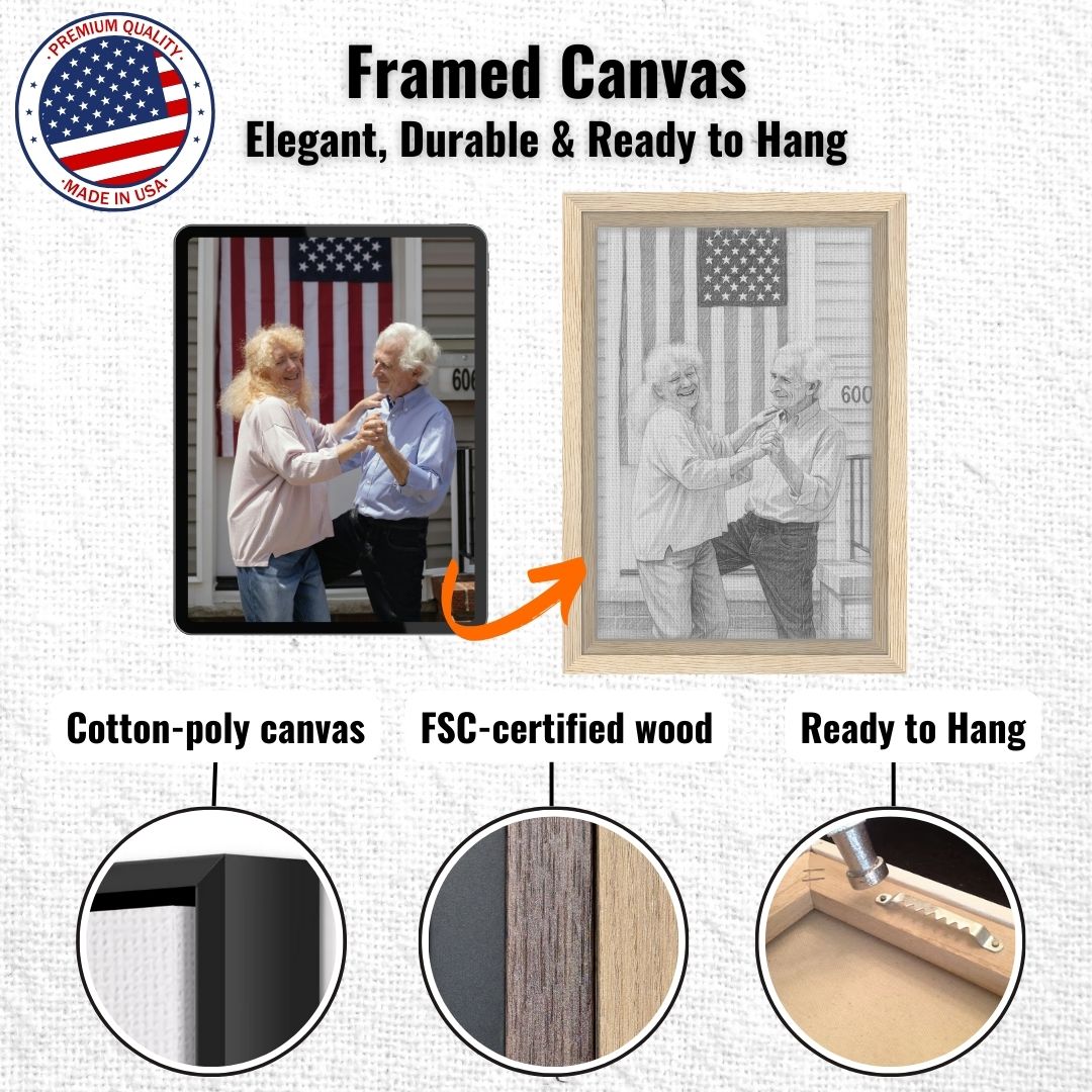 Personalized Sketch Portrait – Framed Canvas - Masterpiece Print