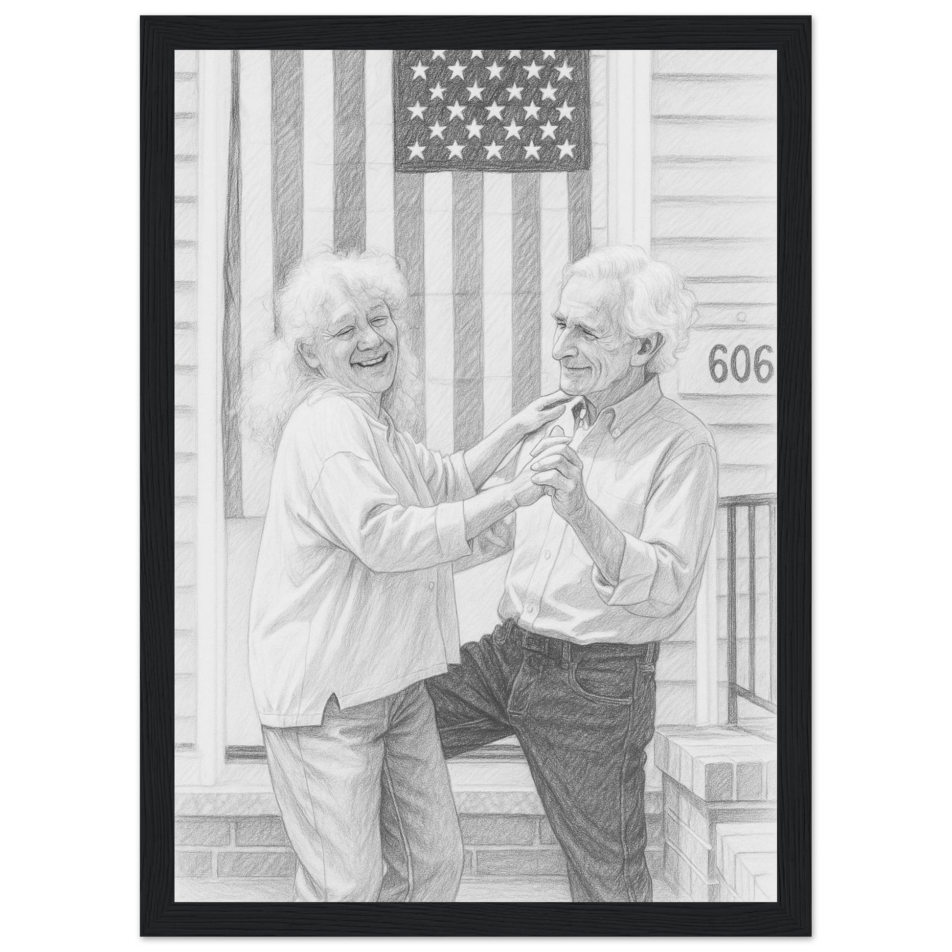Personalized Sketch Portrait – Framed Print - Masterpiece Print