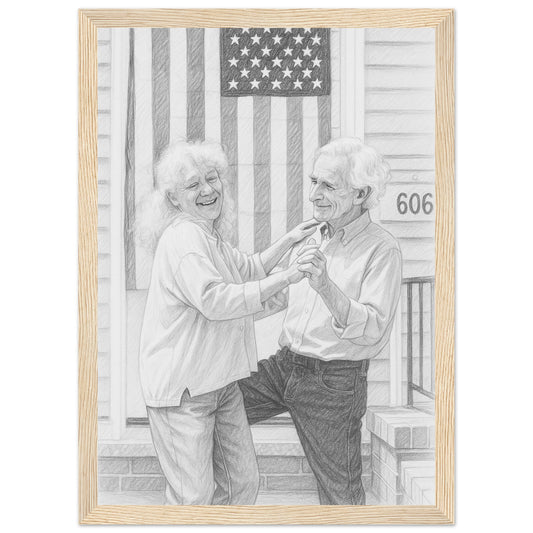 Personalized Sketch Portrait – Framed Print - Masterpiece Print