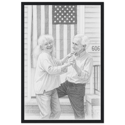Personalized Sketch Portrait – Framed Print - Masterpiece Print