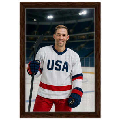 Personalized Sports Portrait – Framed Canvas - Masterpiece Print