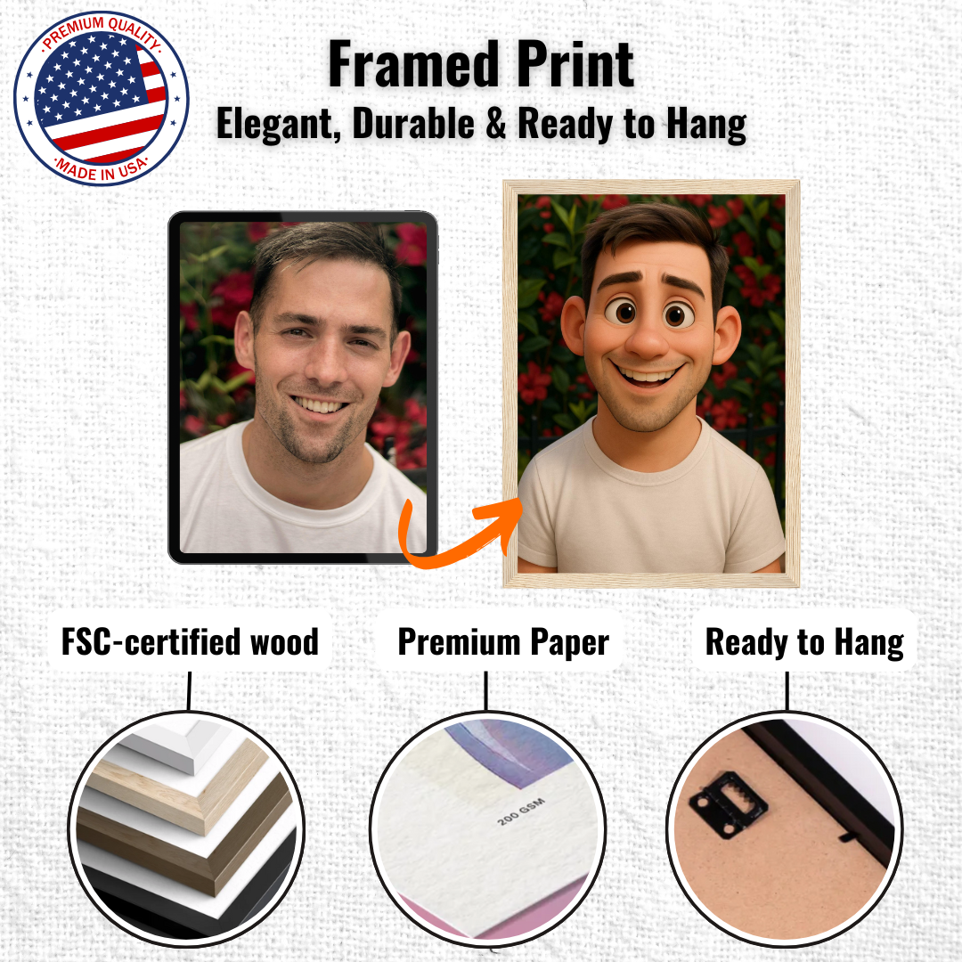 Personalized Portrait for Him – Framed Print