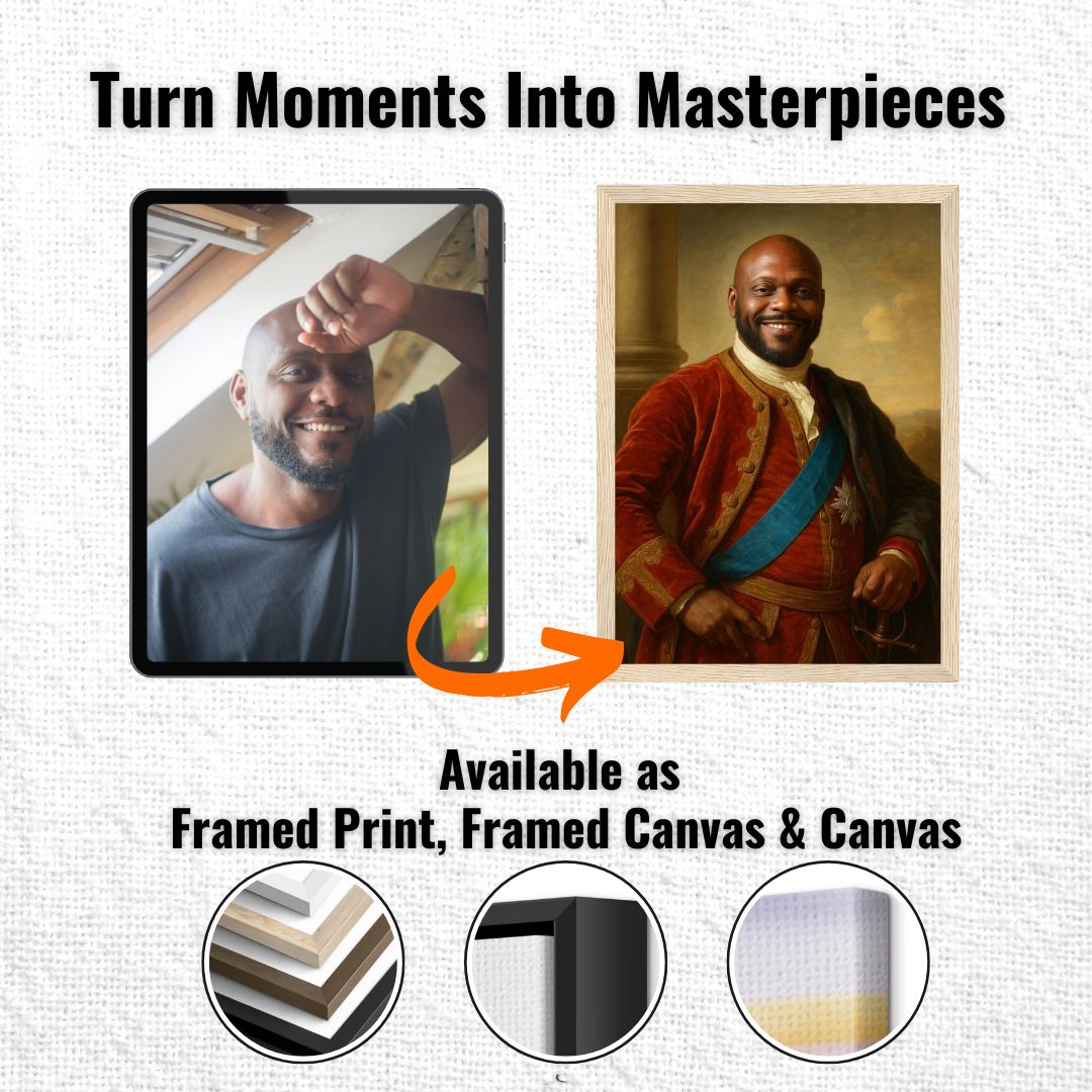 Personalized Royal Man Portrait – Framed Canvas