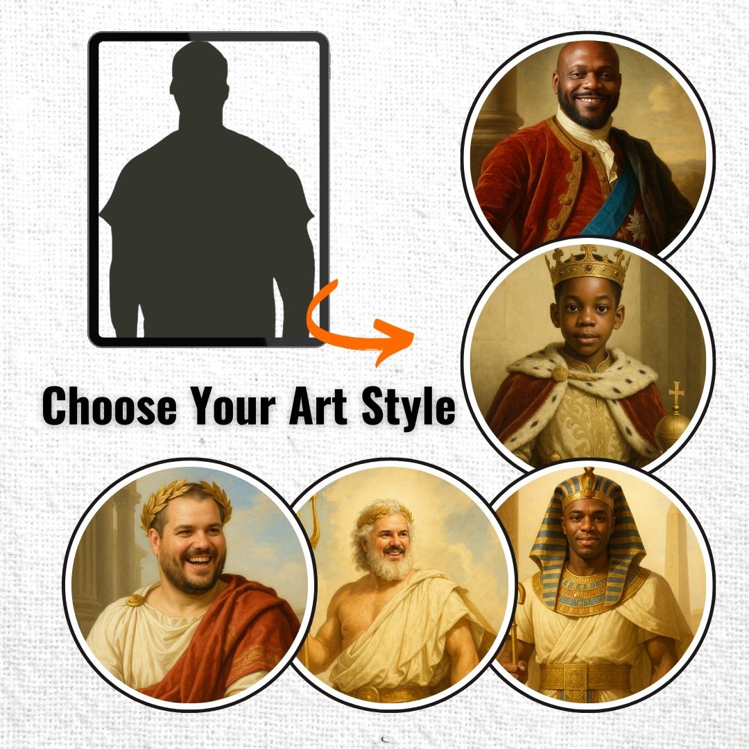 Personalized Royal Man Portrait – Framed Canvas