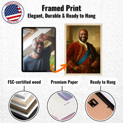 Personalized Royal Man Portrait – Framed Print