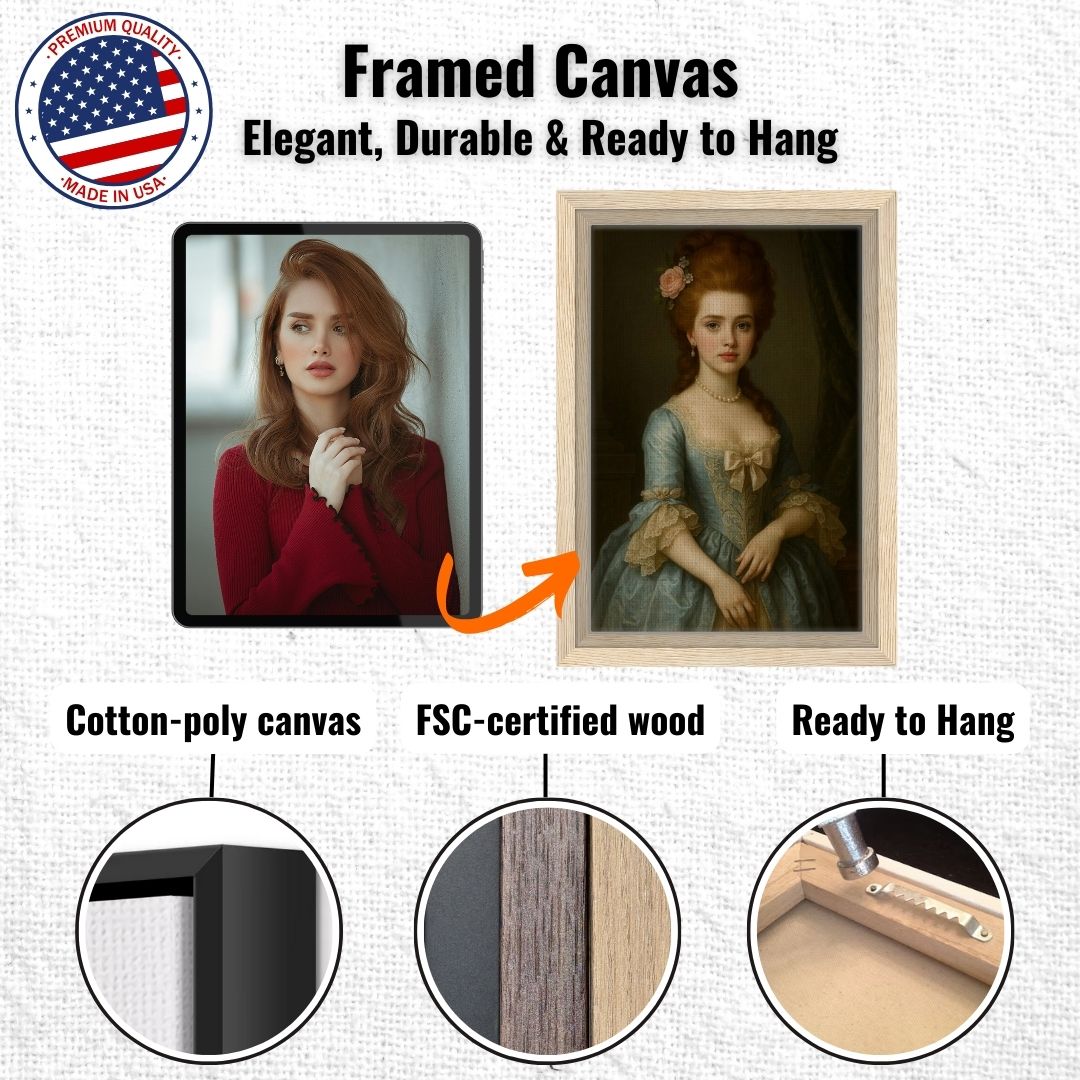 Personalized Royal Woman Portrait – Framed Canvas