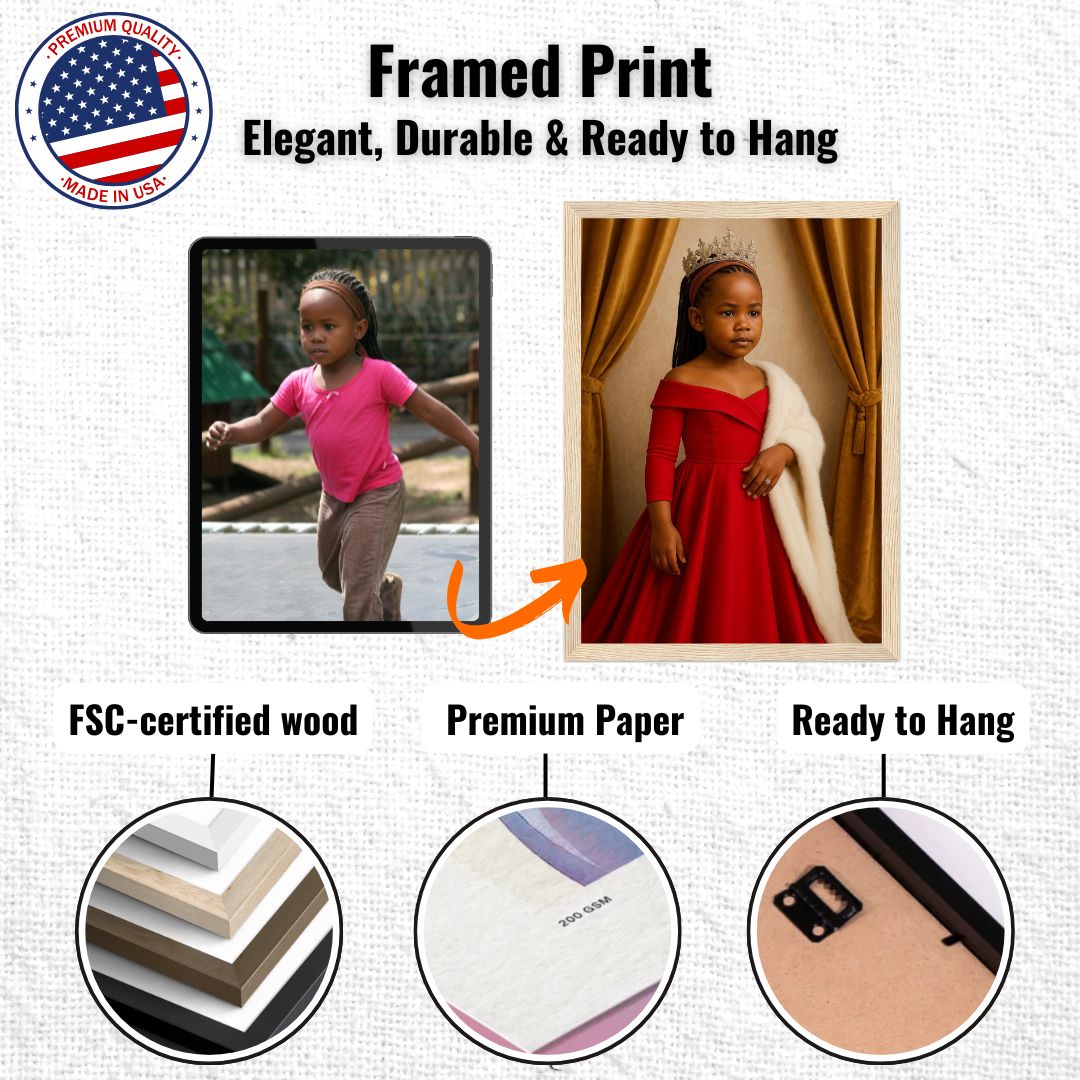Personalized Royal Woman Portrait – Framed Print