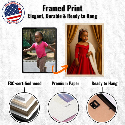 Personalized Royal Woman Portrait – Framed Print