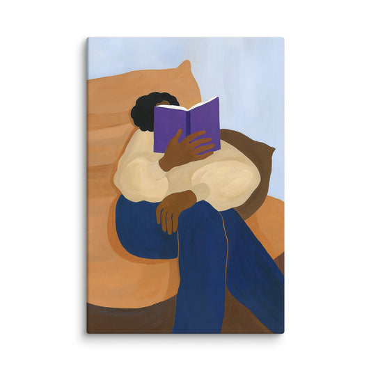 Relaxed Reader with Purple Book – Modern Minimalist Wall Art Print 40″×60″ - Masterpiece Print