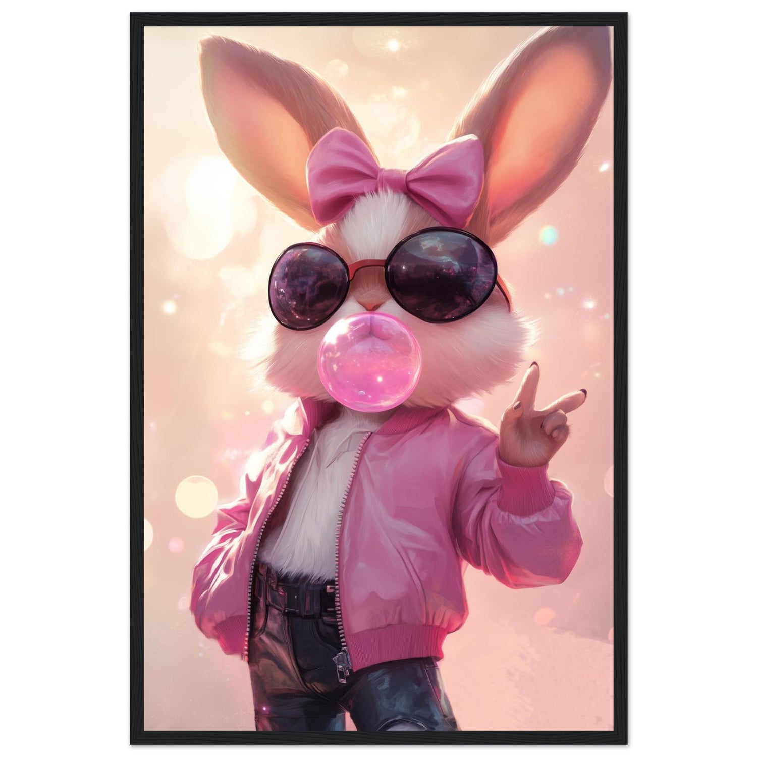 Retro Bunny Chic Framed Print - Masterpiece Print