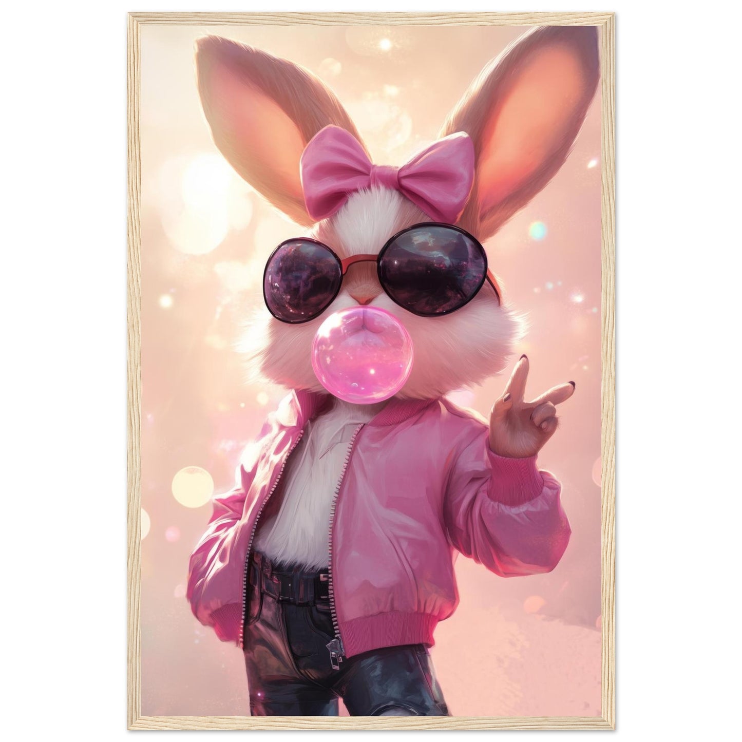 Retro Bunny Chic Framed Print - Masterpiece Print