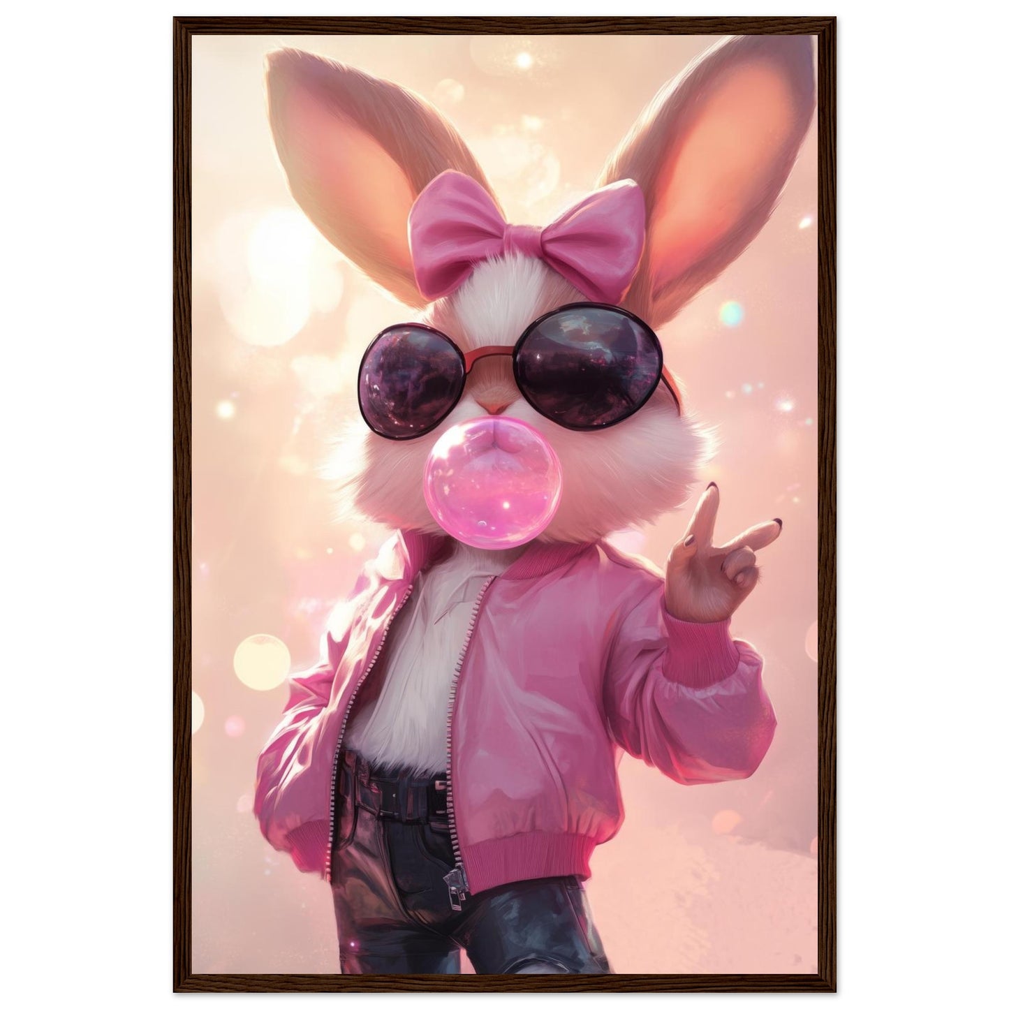 Retro Bunny Chic Framed Print - Masterpiece Print