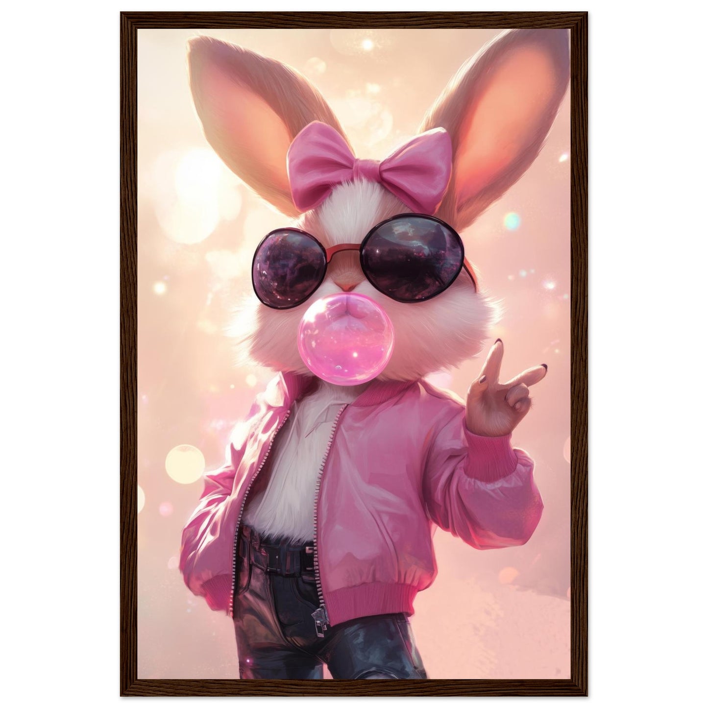 Retro Bunny Chic Framed Print - Masterpiece Print