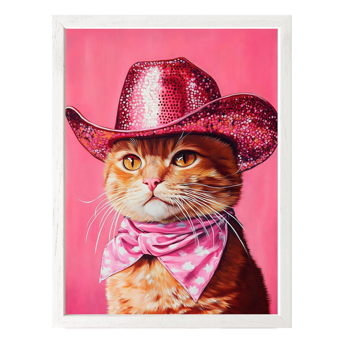 Sparkling Cowboy Cat Framed Print - Masterpiece Print