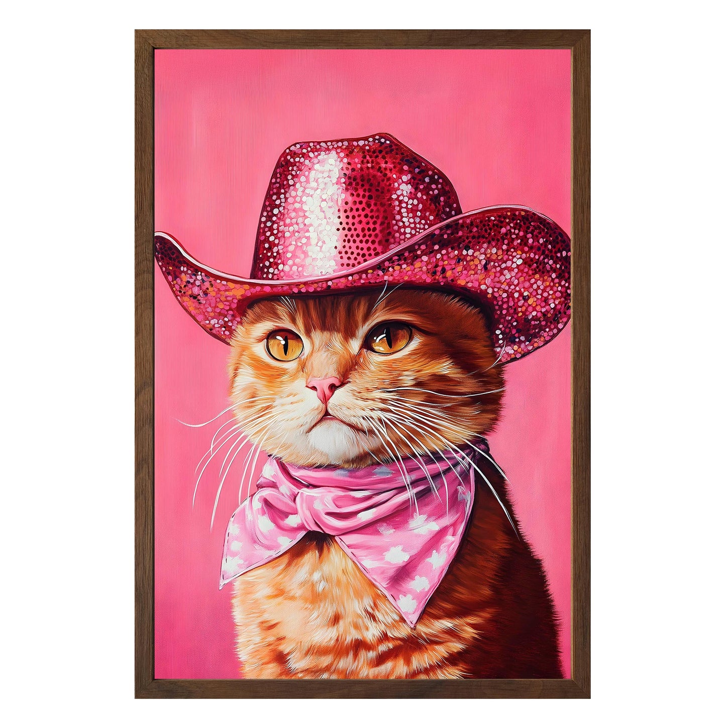Sparkling Cowboy Cat Framed Print - Masterpiece Print