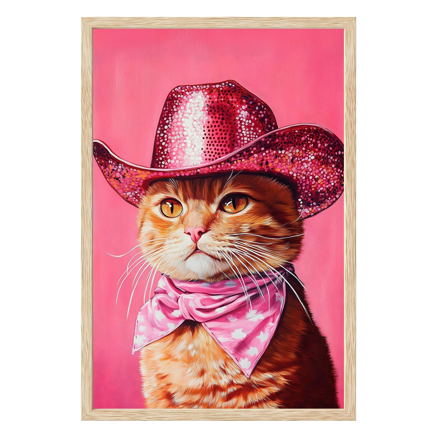 Sparkling Cowboy Cat Framed Print - Masterpiece Print
