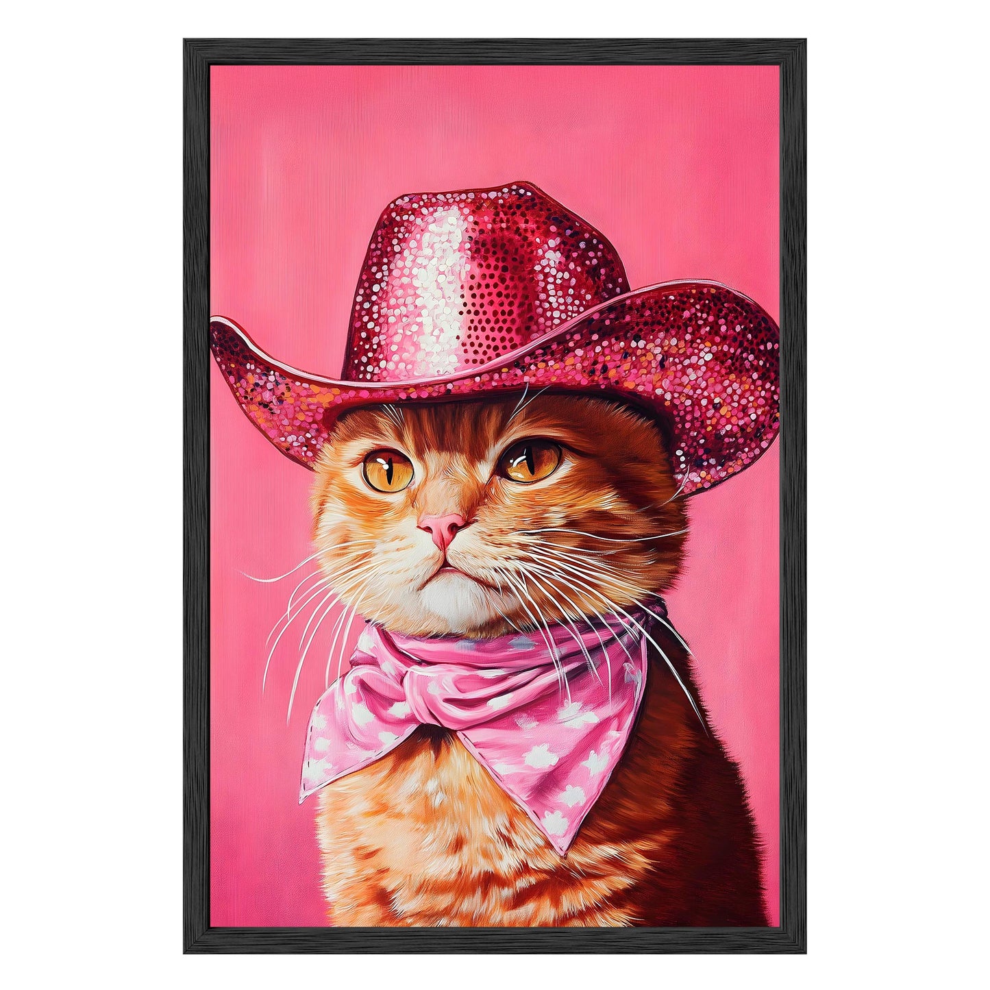 Sparkling Cowboy Cat Framed Print - Masterpiece Print