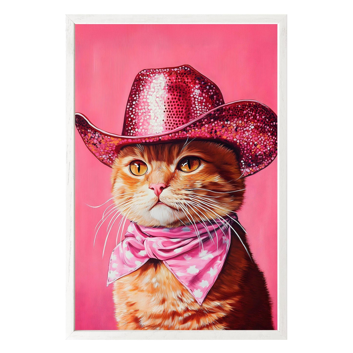 Sparkling Cowboy Cat Framed Print - Masterpiece Print